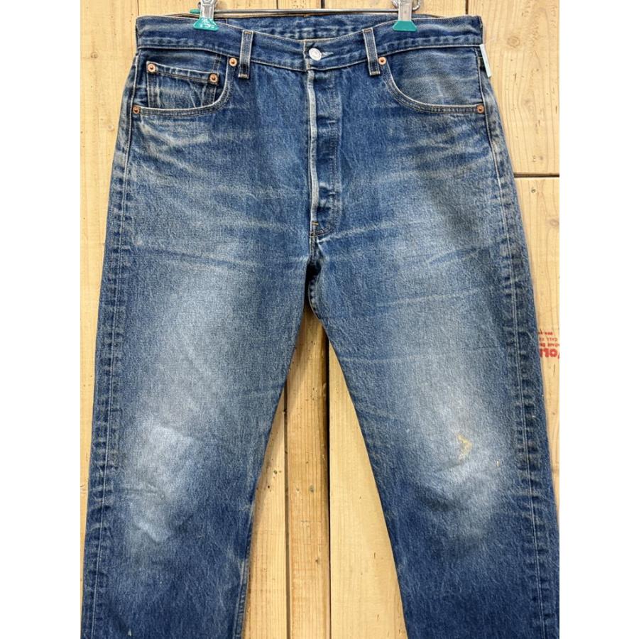 酸化デニム 激ヒゲ リーバイス501 古着 膝裏クモノス LEVIS501 00S MADE IN MEXICO W35×L28_1