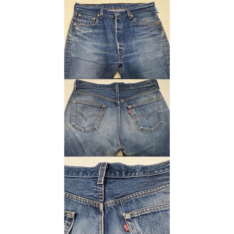 酸化デニム 激ヒゲ リーバイス501 古着 膝裏クモノス LEVIS501 00S MADE IN MEXICO W35×L28_4