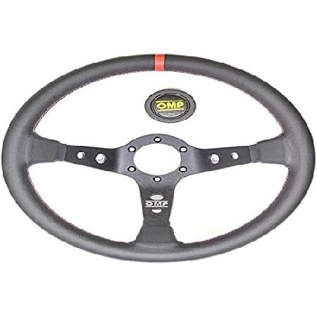 【美品】OMPステアリング コルシカ ブラックレザー/レッドステッチ　350mm OMP/オーエムピー CORSICA（コルシカ） ブラックレザー/ブラック