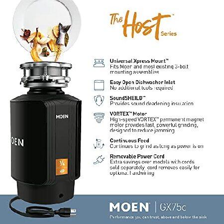 Moen　GX75C　Host　Horsepower　Series　Cord　Continuous　Black　Compact　Power　Disposal,　Garbage　Feed　Included