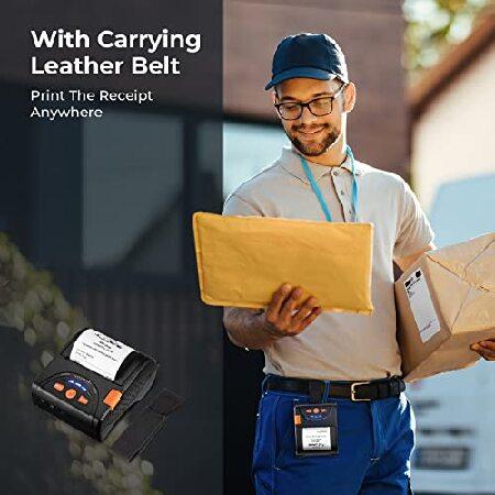 【アップグレード2.0】58MMワイヤレスBluetoothサーマルレシートプリンターMUNBYNモバイルPOSプリンター、Android用iPhone、iPad用レザーベルトおよび充電式バッ 