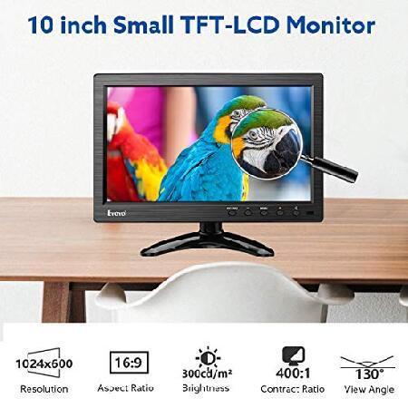 Eyoyo 10 Inch Monitor 1024x600 Small Display HD TFT LCD Display Screen Support AV VGA BNC HDMI Video Input for CCTV DVD PC DVR with Speaker｜wolrd｜02