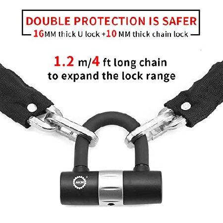 AKM Security Bike Chain Lock Heavy Duty Bicycle lock Bike Disc Lock with 16mm U Lock,4-Feet Motorbike Lock Black 141［並行輸入］｜wolrd｜04