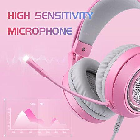 ゲーミング 猫耳ヘッドセット 7.1 サラウンド ピンク ゲーミング