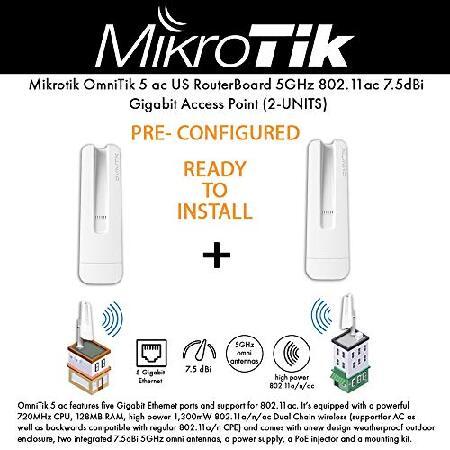 売り切り御免！ Mikrotik OmniTik 5 ac US Version RouterBoard 5GHz 802.11ac 7.5dBi Gigabit Ethernet ports for 802.11ac Access Point (2-UNITS) PRE-CONFIGURED