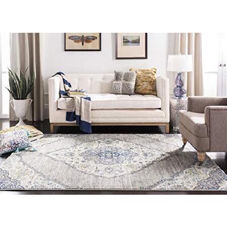 SAFAVIEH Madison Collection 3' x 5' Light Grey/Blue MAD153F Boho Chic Medallion Non-Shedding Living Room Bedroom Accent Rug｜wolrd｜02