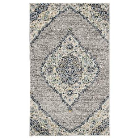 SAFAVIEH Madison Collection 3' x 5' Light Grey/Blue MAD153F Boho Chic Medallion Non-Shedding Living Room Bedroom Accent Rug｜wolrd｜03