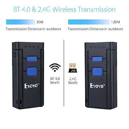 Eyoyo ミニ 1D ワイヤレス バーコード スキャナー Bluetooth 3-in-1 Bluetooth 2.4G ワイヤレス＆有線接続 ポータブルインベントリー バーコードリーダー iPhone｜wolrd｜02