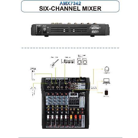 セール実施中 Audio2000´S AMX7342 Six-Channel Audio Mixer with USB Interface and Sound Effect