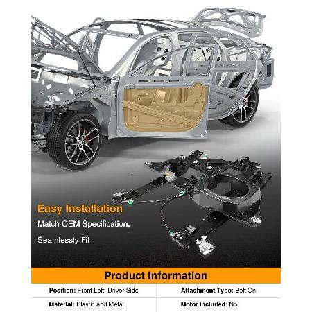 A-Premium パワーウィンドウレギュレーター パネル付き モーターなし 交換用 Ford Expedition Lincoln Navigator 2007-2017 フロント 左 運転席側