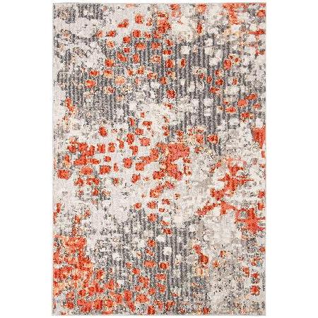 SAFAVIEH Madison Collection 3' x 5' Grey/Orange MAD425H Boho Abstract Distressed Non-Shedding Living Room Bedroom Accent Rug｜wolrd｜03