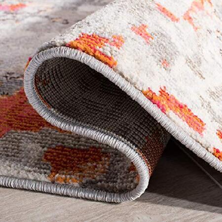 SAFAVIEH Madison Collection 3' x 5' Grey/Orange MAD425H Boho Abstract Distressed Non-Shedding Living Room Bedroom Accent Rug｜wolrd｜06