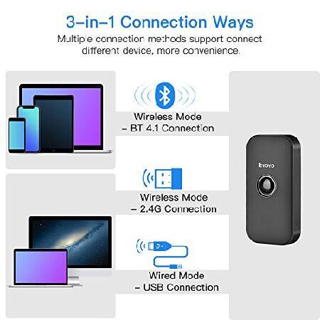 Eyoyo Mini Bluetooth 2D Barcode Scanner, 3-in-1 USB Wired/2.4G Wireless/Bluetooth Bar Code Reader Portable 1D QR Image Scanner PDF417 Data Matrix Code｜wolrd｜03