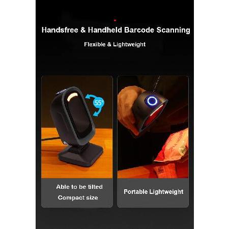 TEEMI ハンズフリー 2D QR デスクトップ バーコード スキャナー 1D