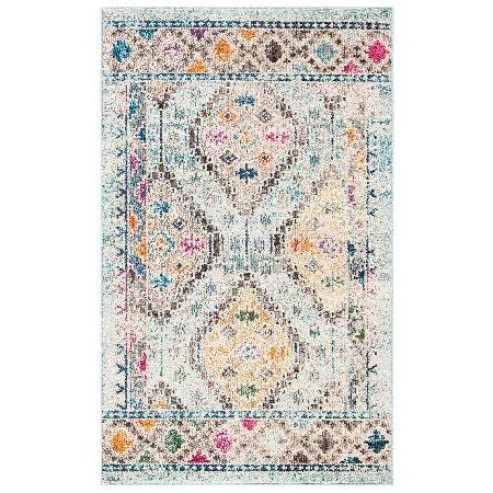 SAFAVIEH Madison Collection 3' x 5' Blue / Yellow MAD418K Boho Diamond Distressed Non-Shedding Living Room Bedroom Accent Rug｜wolrd｜03