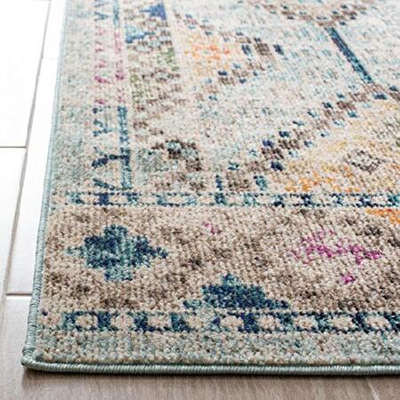 SAFAVIEH Madison Collection 3' x 5' Blue / Yellow MAD418K Boho Diamond Distressed Non-Shedding Living Room Bedroom Accent Rug｜wolrd｜04