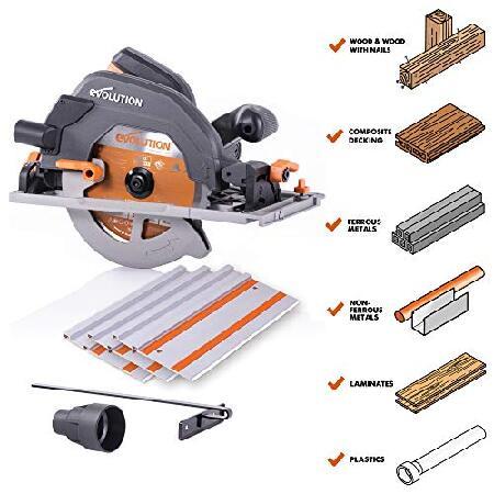 Evolution　027-0004C　Power　4&quot;　R185CCSX　40&quot;　w　Track　Multi-Material　Circular　Track　Tools　Saw　Kit　7-1