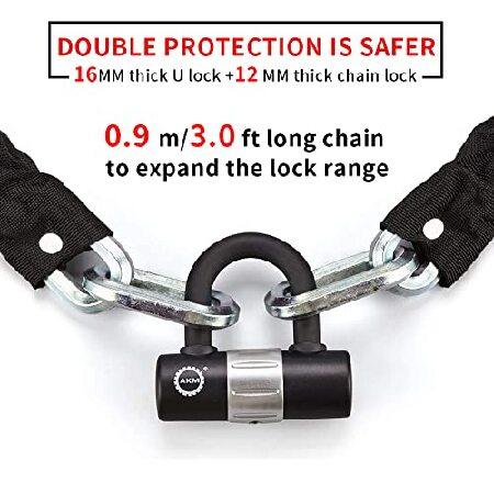 AKM Anti-Theft Motorcycle Chain Lock 3-Foot Heavy Duty Bike Chain Locks with 4 Keys 12mm Thick Cut Proof Security Bicycle Chain Lock 16mm U Lock Disc｜wolrd｜04