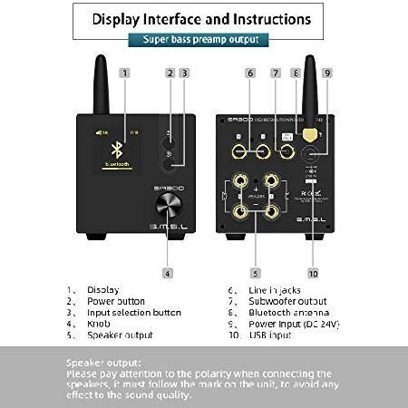 Amplificateur HiFi Numérique SMSL SA300 - 80W X 2, Bluetooth 5.0 APTX, Puce Infineon MA12070, Télécommande Incluse