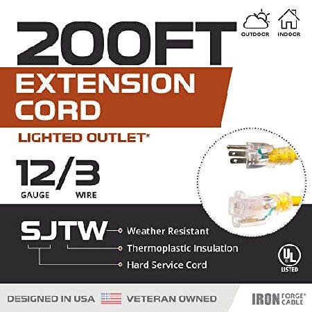 200　Foot　Lighted　Heavy　Cord　Prong　SJTW　for　Extension　Yellow　12　Grounded　Garden　Safety　Cable　with　Maj　and　for　Extension　Duty　Plug　Outdoor　Great