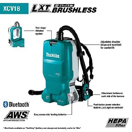 Makita　XCV18ZX　18V　Extractor,　Lithium-Ion　X2　Dust　AWS(TM)　Dry　Cordless　Filter　Tool　HEPA　Brushless　(36V)　LXT(R)　1.6　Only　Gallon　Backpack　Capable,
