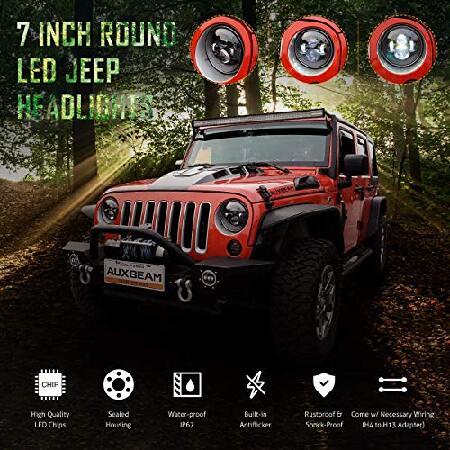 Auxbeam 7インチ LEDヘッドライト ジープラングラー JK TJ LJ Hi/Lo 