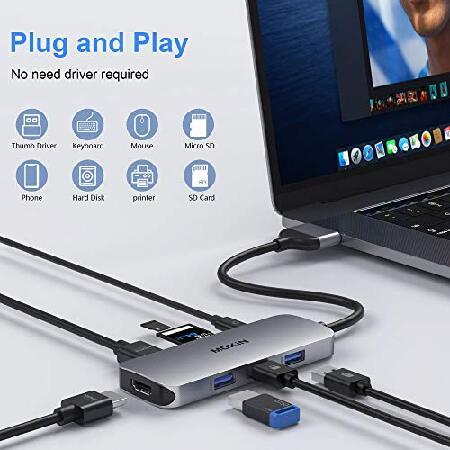 USB C - デュアルHDMIマルチポートアダプター USB Cハブ MacBook Pro用 8イン1 Thunderbolt 3アダプター Mac ドングル MacBook 2 HDMI (4K @60Hz) 3USB3.0 SD TF｜wolrd｜04