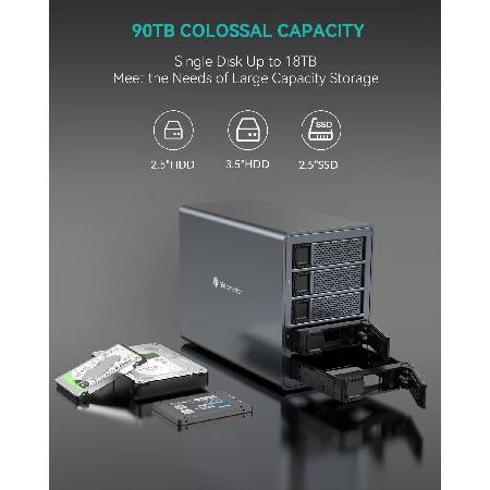 Yottamaster 10Gbps 5ベイ USB C ハードドライブ エンクロージャー