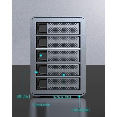 Yottamaster 10Gbps 5ベイ USB C ハードドライブ エンクロージャー