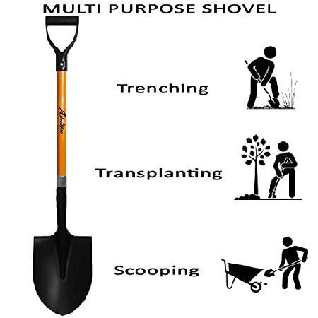 Ashman Round Shovel (2 Pack) D Handle Grip with 41 Inches Long Shaft with a Durable Handle Heavy Duty Blade Weighing 2.2 pounds Orange Shovel wi - 1