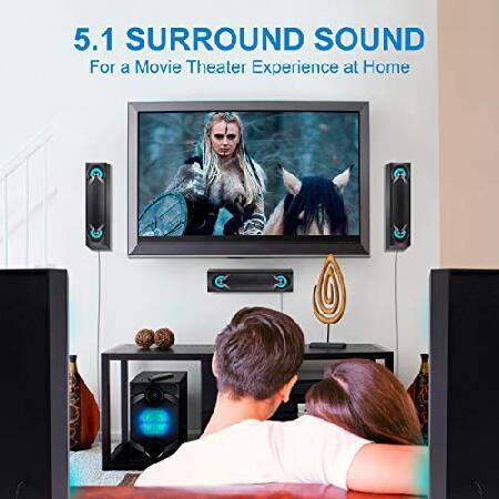 Nyne NHT5.1RGB 5.1 Channel Surround Sound Home Audio Theatre System - for TV, Bluetooth, LED, USB, SD, RCA Out in, 8 Inch Active Subwoofer, 6 Inch Pas｜wolrd｜02