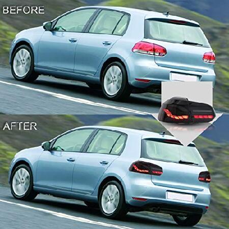 再販開始 VLAND Tail lights Assembly Fit for VW Volkswagen Golf6 MK6 2010-2014， Rear Lamps with Dragon Scales Dynamic DRL， Back light w/Fog Lights ＆ Sequential