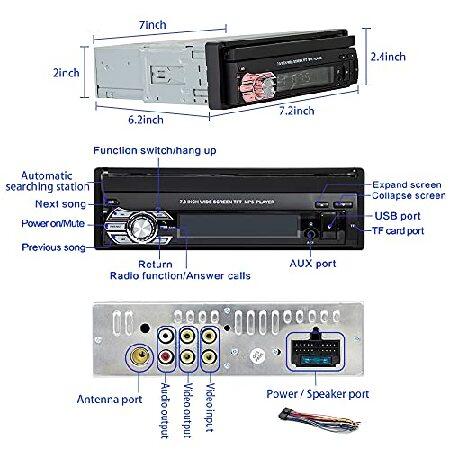 Single Din Flip Out Touch Screen Car Stereo with Bluetooth, Rimoody 1 DIN 7 Inch Car Radio with Mirror Link FM Radio AUX- in USB SD TF Card Input EQ S｜wolrd｜02