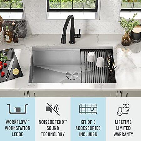 DELTA　Rivet　32-Inch　of　Workstation　Gauge　16　Accessories,　Single　Bowl　WorkFlow　Kitchen　Sink　Kit　Steel　Chef’s　Stainless　and　with　Ledge　Undermount　95B