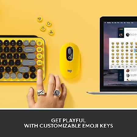 Logitech Teclado mec?nico sem fio Pop Keys com emoji personalizavel, design compacto duravel, conectividade Bluetooth ou USB, varios dispositivos, com｜wolrd｜03