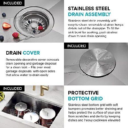 KRAUS　Kore　28　Sink　Bowl　Kitchen　Gauge　Undermount　KWU110-28　Stainless　Stainless　Steel　with　Steel　Single　Workstation　16　Inch　Accessories,