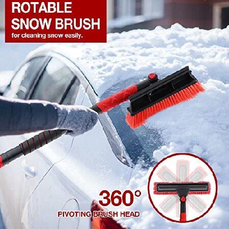 47''　Snow　Brush　Scraper　Extendable　Shovel　for　Car　Ice　and　Detachable　Brush　Car　Windshield　Snow　Snow　＆　Shovel　with　Squeegee　in　for　with　Car,　Snow