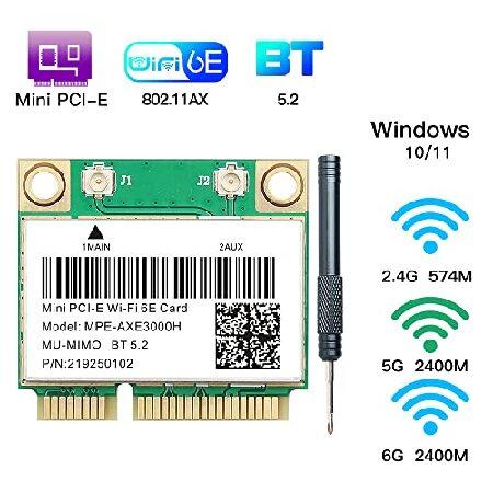 Wi-Fi 6E Mini PCI-E WiFi ネットワークカード MPE-AXE3000H 2.4GHz 5GHz 6GHz 5400Mbps ワイヤレスカード BT5.2 802.11AX AC MU-MIMO ハーフミニ PCIe Wi-Fi 6E｜wolrd｜03