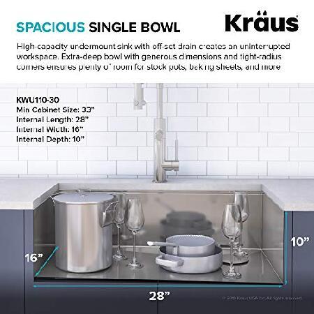 KRAUS　Kore(TM)　Workstation　30-inch　Bowl　Undermount　Sink　Gauge　of　Stainless　Kitchen　16　with　Single　Accessories　with　Steel　5)　(Pack　WasteGuard(TM)　Conti