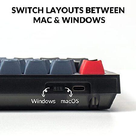 アウトレット最激安 Keychron V1 有線カスタムメカニカルキーボード 75%レイアウト QMK/VIA プログラム可能なマクロ ホットスワップ可能なKeychron K Pro ブラウンスイッチ Mac Wind