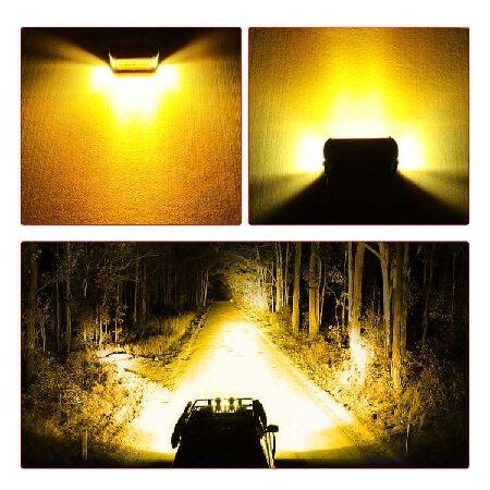 Amber 5 Inch LED Light Bar, Niking Auto Side Shooter Pods Light Yellow Fog Lights Quad Row 264W Spot Flood Combo Beam LED Cubes Work Light for Truck J｜wolrd｜02