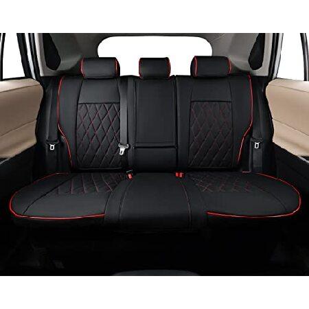 EKR Custom Fit 4Runner Car Seat Covers for Select Toyota 4Runner 2011-2023 (2-Row Model) - Full Set,Leather (Black with Red Piping)｜wolrd｜04