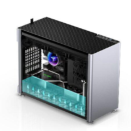 最新商品 Jonsplus i100 Pro Mini-ITX ゲームケース、サンドブラスト加工銀マグネシウム/アルミニウム合金、ベントメタルサイドパネル、カスタム液体冷却をサポート、360m