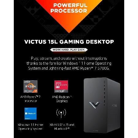 HP Victus 15L Gaming Desktop Computer Bundle PC, AMD Ryzen 7