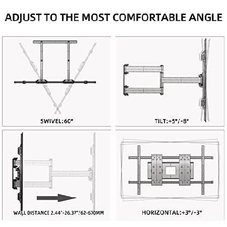 フルモーション テレビ壁モニターマウントアーム ほとんどの70-120インチ LED LCD OLED スイベル関節式傾斜テレビブラケット 最大VESA 1000 x 600mm 重量300ポン｜wolrd｜02