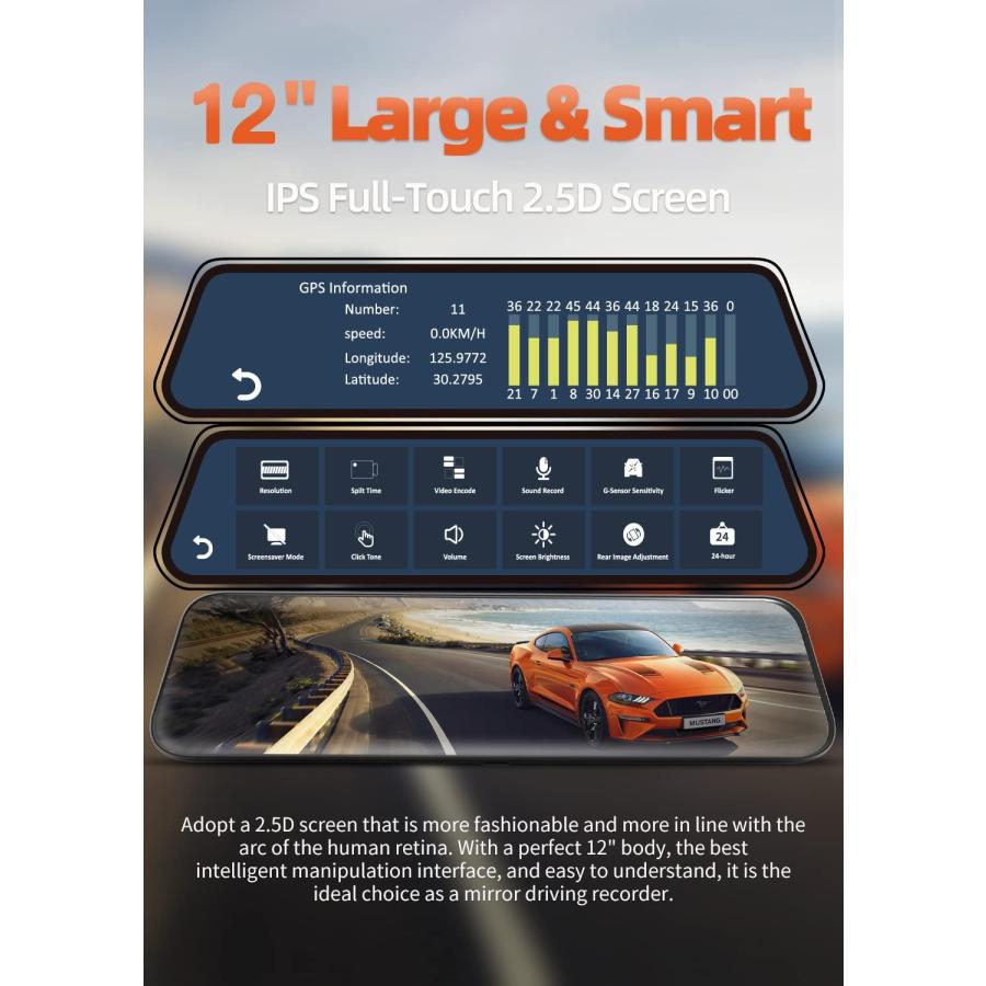 ミラー型ドライブレコーダーWOLFBOX G900R WOLFBOX ドライブレコーダー ミラー型 G900並行輸入