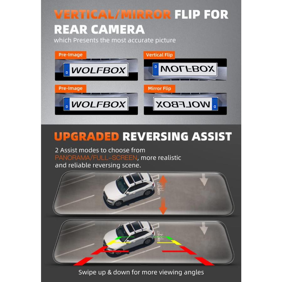 ミラー型ドライブレコーダーWOLFBOX G900R WOLFBOX ドライブレコーダー ミラー型 G900並行輸入