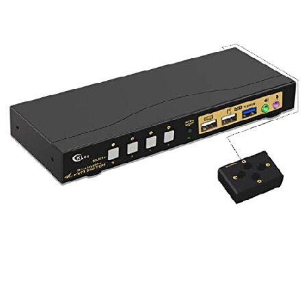 CKLau 4 Port USB 3.0 Displayport 1.4 KVM Switch 4K@144Hz 8K@30Hz