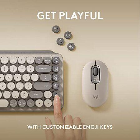 Logitech POP Keys Mechanical Wireless Keyboard with Customizable Emoji Keys, Durable Compact Design, Bluetooth or USB Connectivity, Multi-Device, OS C｜wolrd｜03