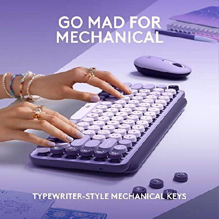 Logitech POP Keys Mechanical Wireless Keyboard with Customizable Emoji Keys, Durable Compact Design, Bluetooth or USB Connectivity, Multi-Device, OS C｜wolrd｜04